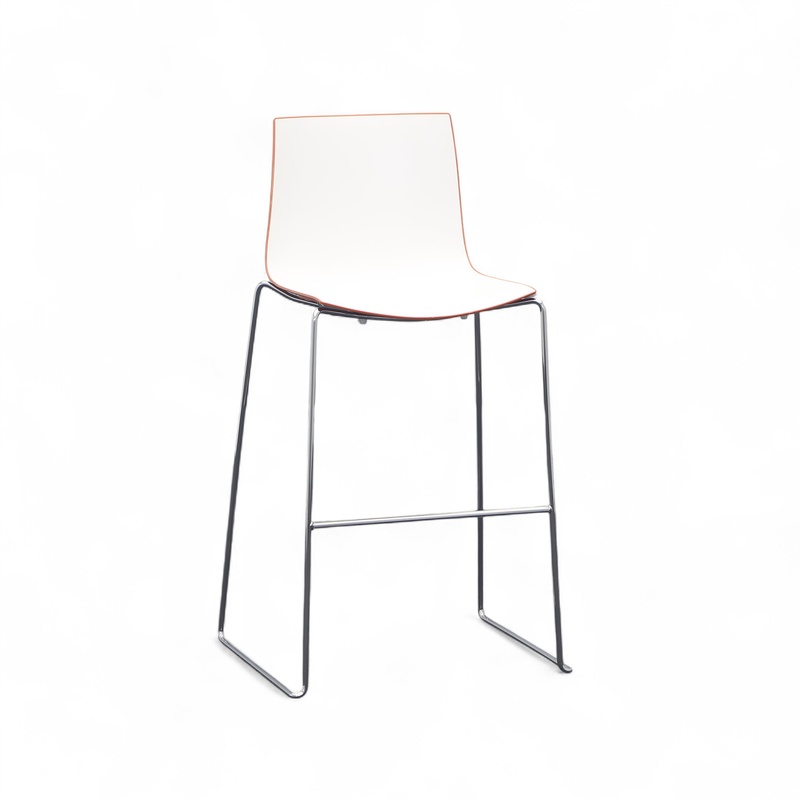 Bar stool Arper Catifa 46, Orange/Chrome-plated, without armrests, Normal used, Counter stool - Practical & comfortable