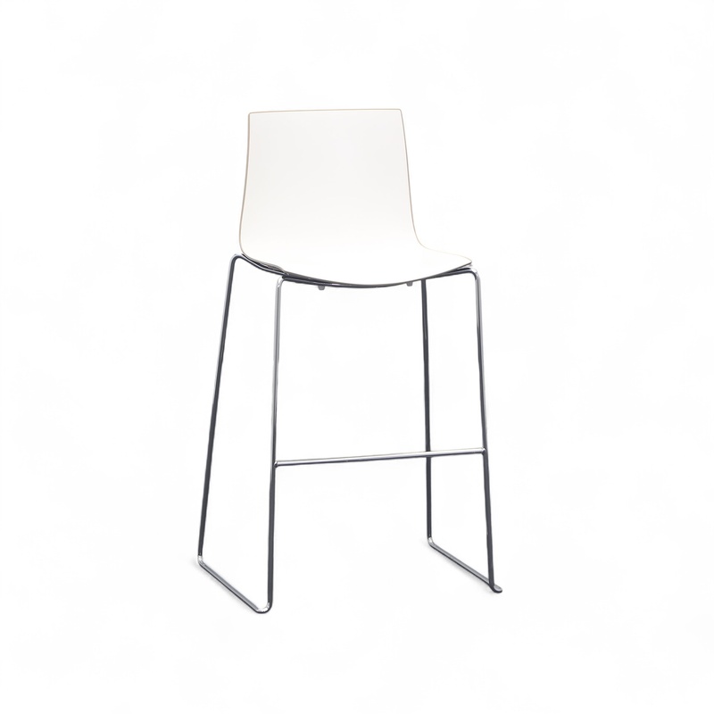 Bar stool Arper Catifa 46, Beige/Chrome-plated, without armrests, Good, Counter stool - Practical & comfortable
