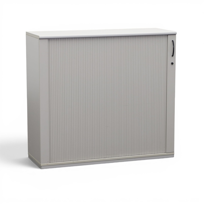 Schärf Roller Shutter Cabinet 120 x 45 x 110 cm, Light gray, with key, Normal used - Space-saving solution