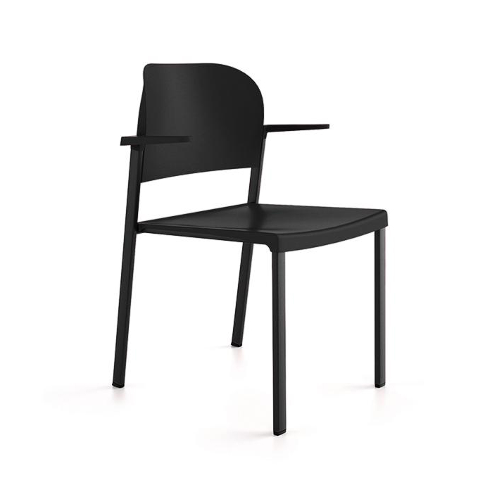 4-leg chairs IBEBI Recycled Bio Black with fixed armrests, New - Perfect for office and reception