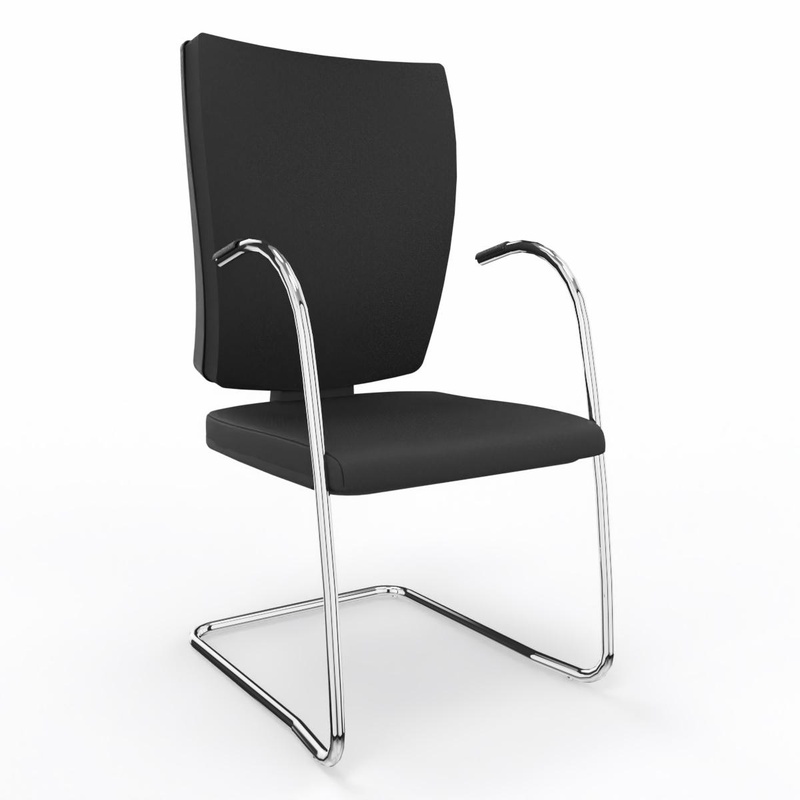 Cantilever LAS CIAK, Black, with fixed armrests, Cantilever frame, New - Perfect for visitors and guests