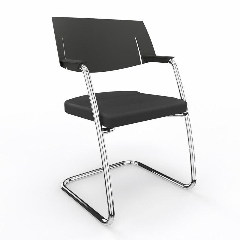 Cantilever LAS HELLO, Black, with fixed armrests, Cantilever frame, New - Perfect for visitors and guests