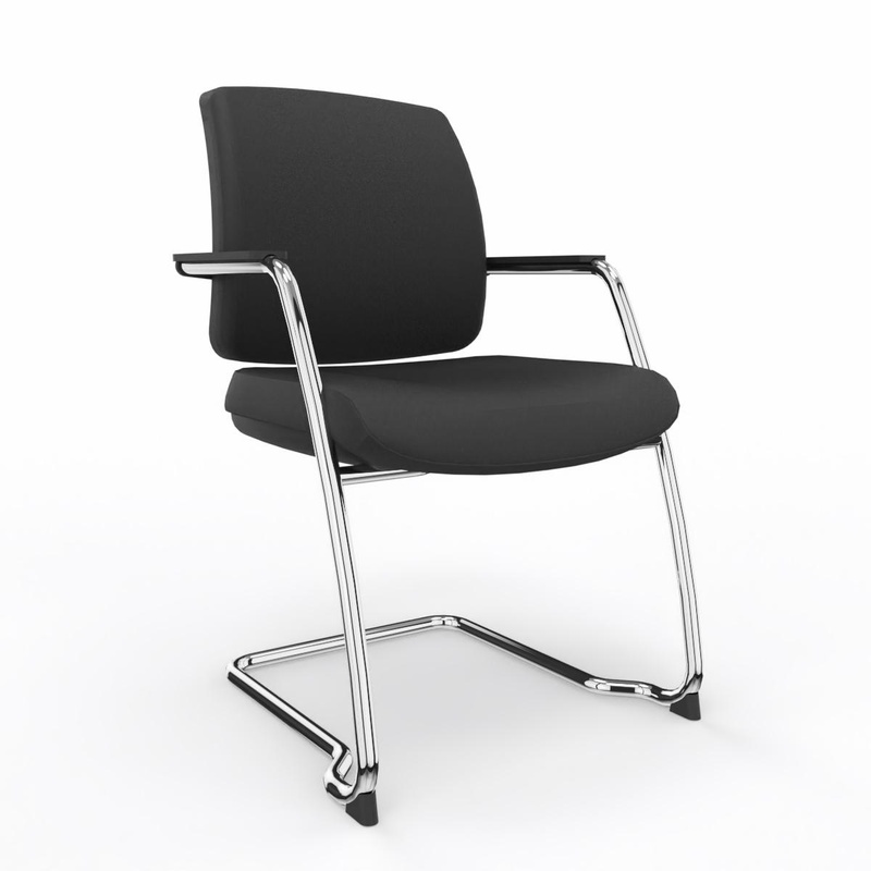Image of Cantilever LAS OSCAR Black with fixed armrests, Free swinging, New - Perfect for visitors and guests