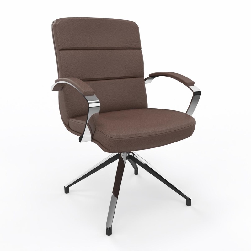 4-leg chairs LAS SCENA, Brown, with fixed armrests, New - Perfect for office and reception