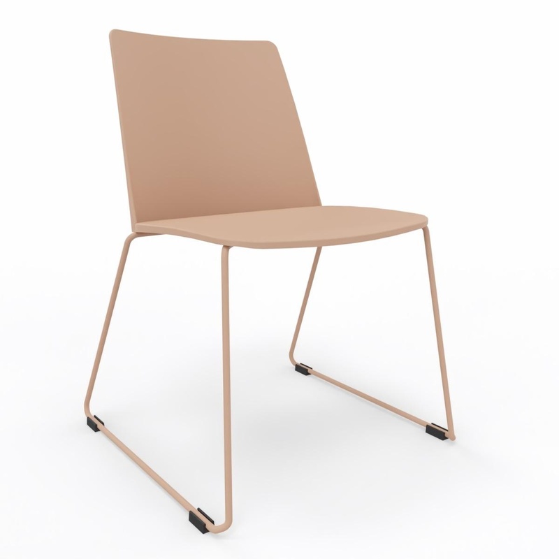 Skid-base chairs LAS VEDETTE Pink without armrests, New - Comfortable seating