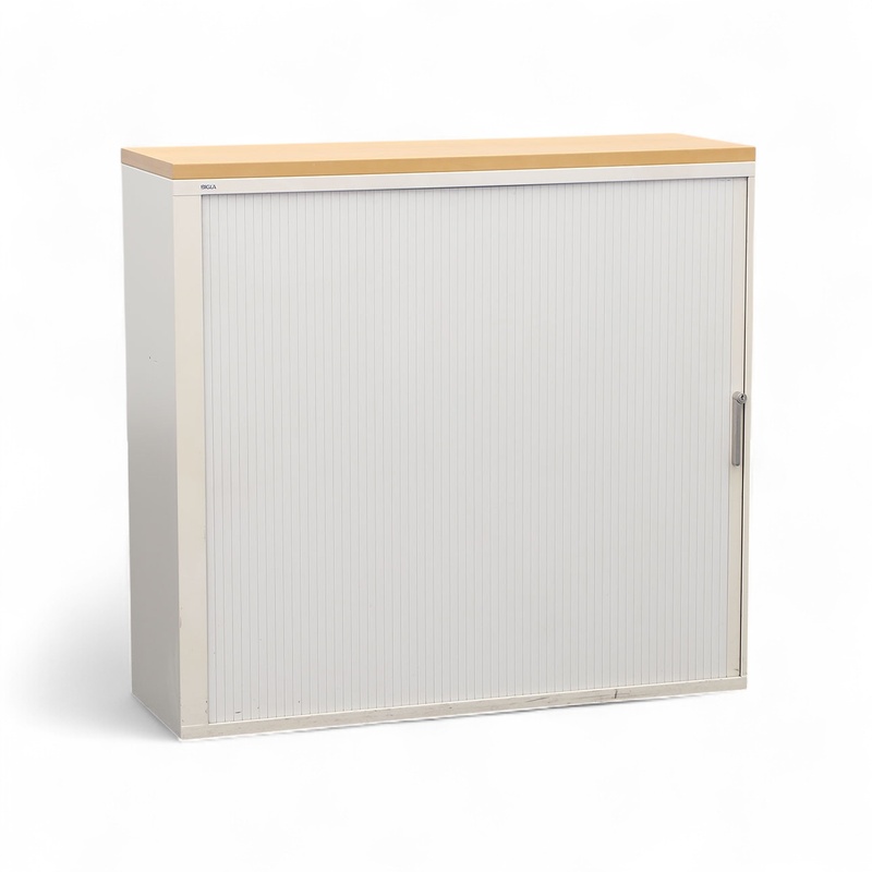 Bigla roller shutter cabinet, Crème, with key, 3 Folder high, 120.0 x 40.0 cm, Normal used - Space-saving solution