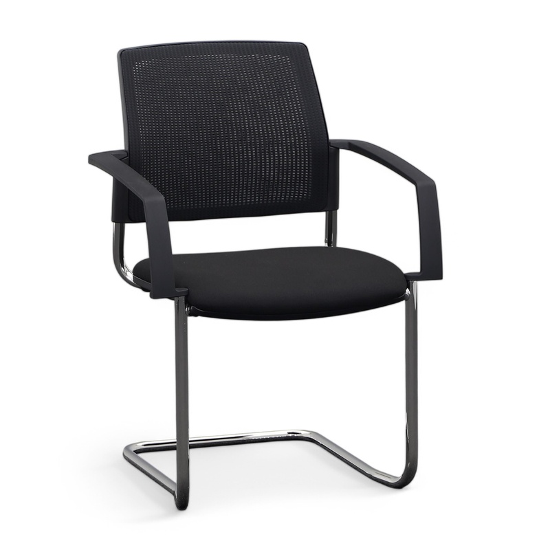 Cantilever Chairzone Self One Visit 30, Black, with fixed armrests, Cantilever frame, Good - Perfect for visitors and guests