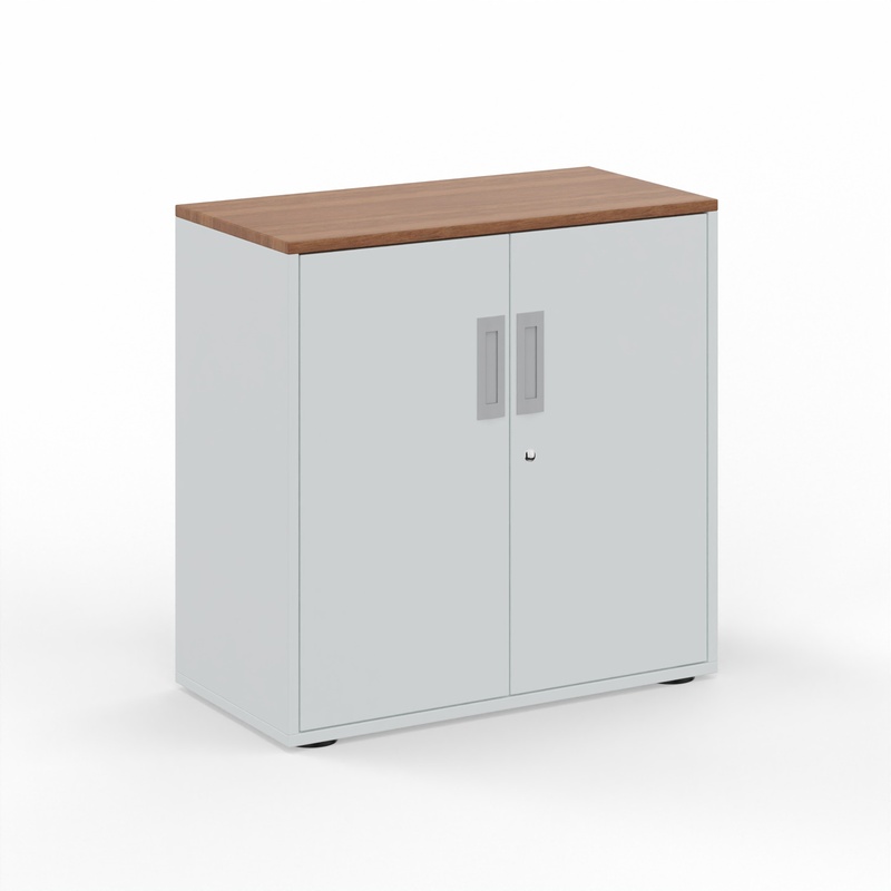 Hinged door wardrobe Tradingzone GO Swiss 80.0 x 80.0 x 40.0 cm, White gray/Walnut, 2 Folder high, New - Modern and space-saving