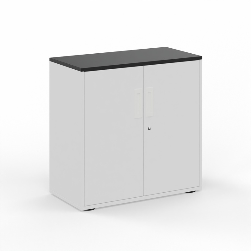 Hinged door wardrobe Tradingzone GO Swiss 80.0 x 80.0 x 40.0 cm, White gray/Black, 2 Folder high, New - Modern and space-saving