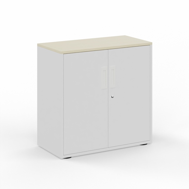 Hinged door wardrobe Tradingzone GO Swiss 80.0 x 80.0 x 40.0 cm, White/Maple, 2 Folder high, New - Modern and space-saving