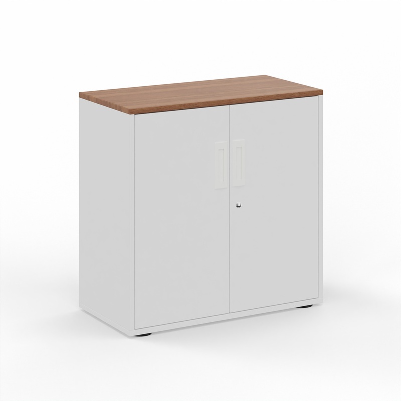 Hinged door wardrobe Tradingzone GO Swiss 80.0 x 80.0 x 40.0 cm, White/Walnut, 2 Folder high, New - Modern and space-saving
