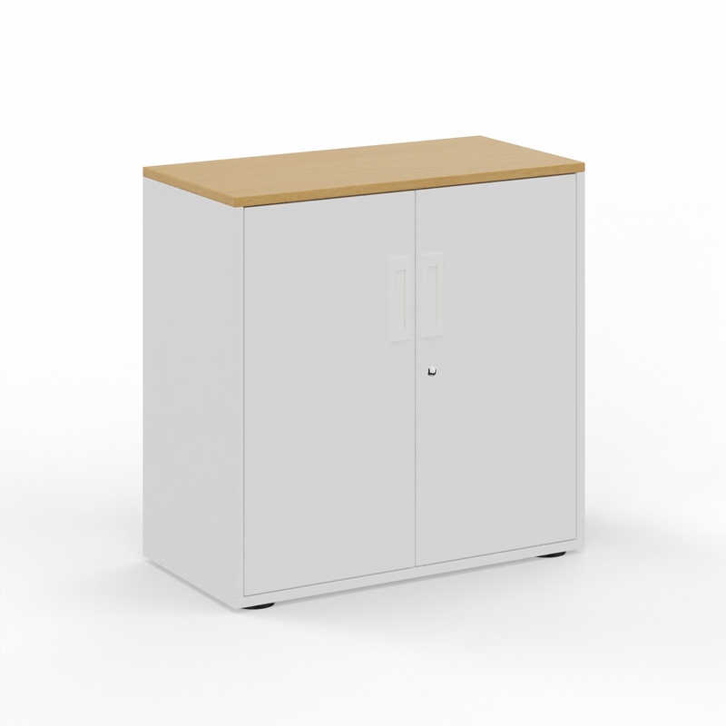 Hinged door wardrobe Tradingzone GO Swiss 80.0 x 80.0 x 40.0 cm, White/Beech, 2 Folder high, New - Modern and space-saving