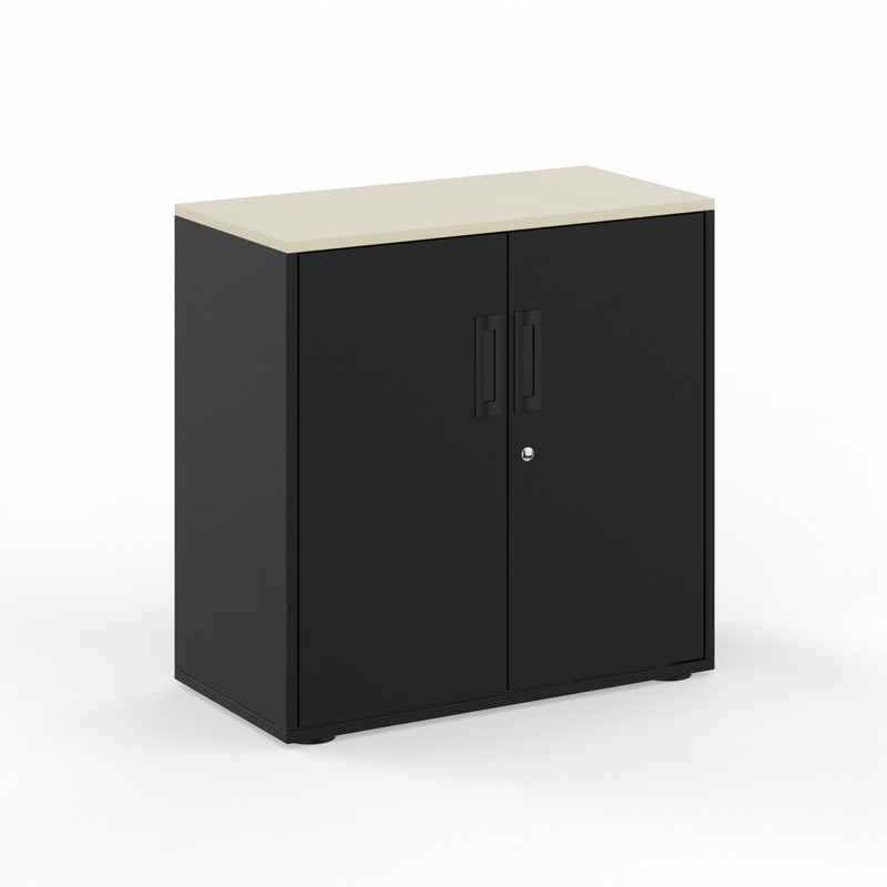 Hinged door wardrobe Tradingzone GO Swiss 80.0 x 80.0 x 40.0 cm, Black/Maple, 2 Folder high, New - Modern and space-saving