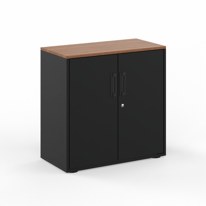 Hinged door wardrobe Tradingzone GO Swiss 80.0 x 80.0 x 40.0 cm, Black/Walnut, 2 Folder high, New - Modern and space-saving