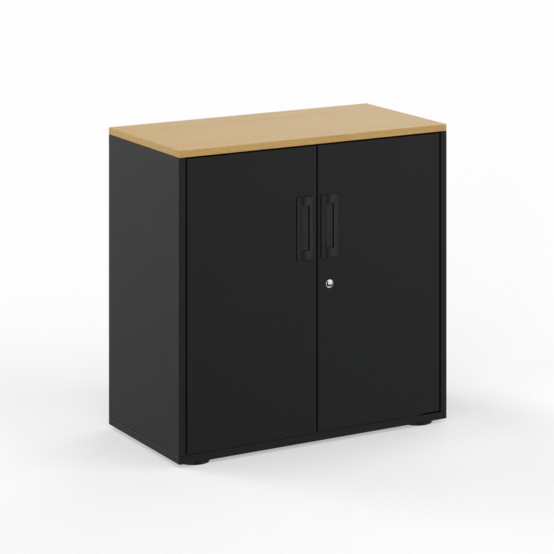 Hinged door wardrobe Tradingzone GO Swiss 80.0 x 80.0 x 40.0 cm, Black/Beech, 2 Folder high, New - Modern and space-saving