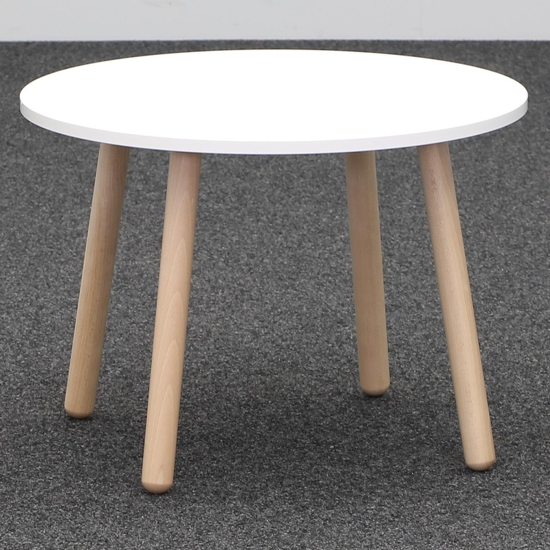 Coffee table Mdd, White/Brown, 65.0 x 46.0 x 65.0 cm, Round, New - Perfect for sofa and lounge