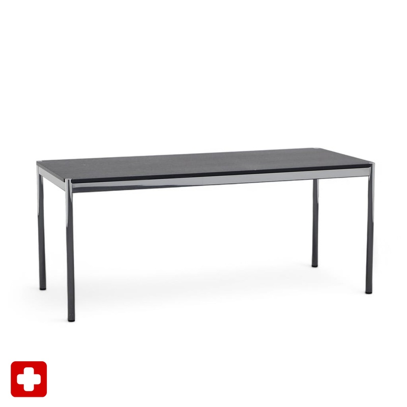 Desks USM Haller 175 x 75 cm,  Black/Chrome-plated, Rectangular, Normal used, Table - Swissmade & Design