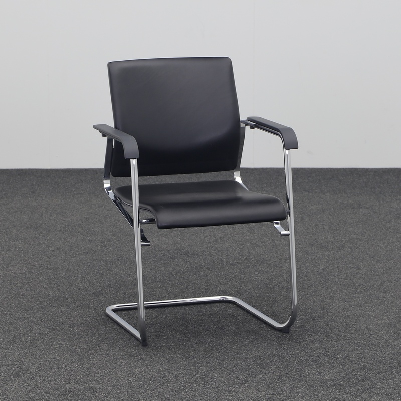 Cantilever Wilkhahn Sito, Black, with fixed armrests, Cantilever frame, Normal used - Perfect for visitors and guests