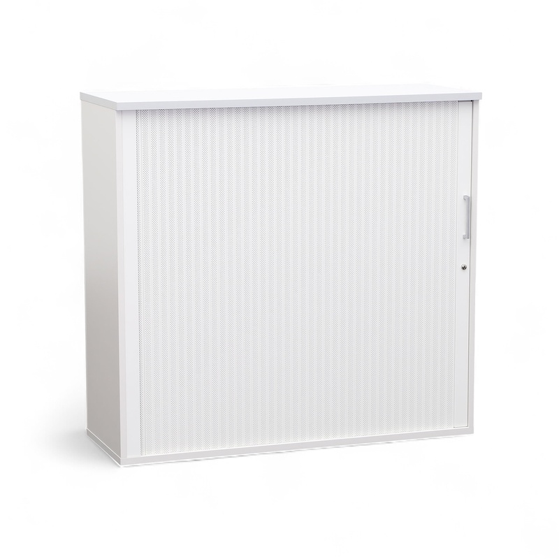 Acoustic roller shutter cabinets Haworth Vados, White, with key, 3 Folder high, 120.0 x 45.0 cm, Normal used - Space-saving solution