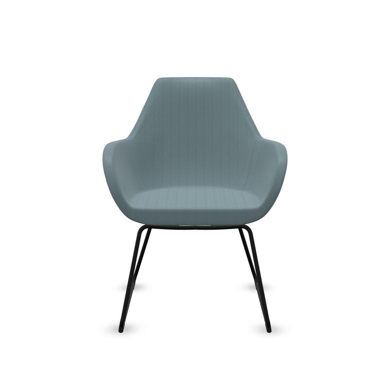 4-leg chairs Profim Fan 10V, Light blue/Black, with fixed armrests, New - Perfect for office and reception