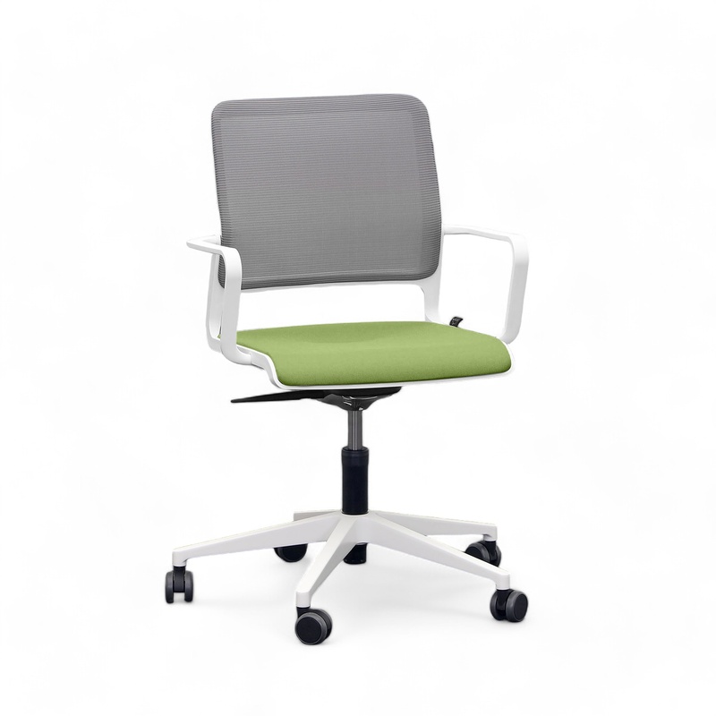 Conference chair Sitag SitagXilium Mesh, Green/Light gray/White, Fixed armrests, 64.0 x 80.0 - 100.0 x 64.0 cm, New - Ergonomic & height-adjustable