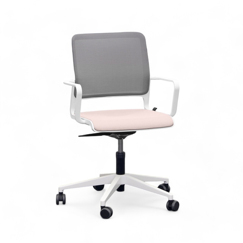 Conference chair Sitag SitagXilium Mesh, Pink/Light gray/White, Fixed armrests, 64.0 x 80.0 - 100.0 x 64.0 cm, New - Ergonomic & height-adjustable