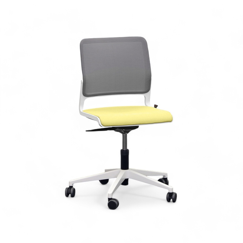 Conference chair Sitag SitagXilium Mesh, Yellow/Light gray/White, without armrests, 64.0 x 80.0 - 100.0 x 64.0 cm, New - Ergonomic & height-adjustable