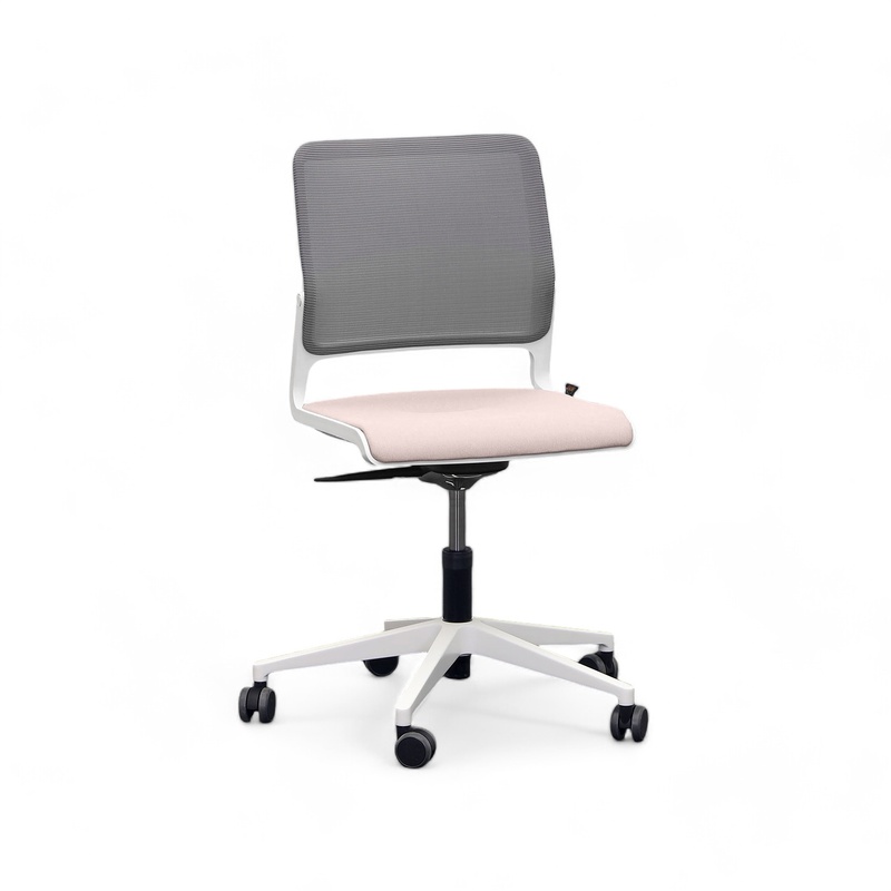 Conference chair Sitag SitagXilium Mesh, Pink/Light gray/White, without armrests, 64.0 x 80.0 - 100.0 x 64.0 cm, New - Ergonomic & height-adjustable