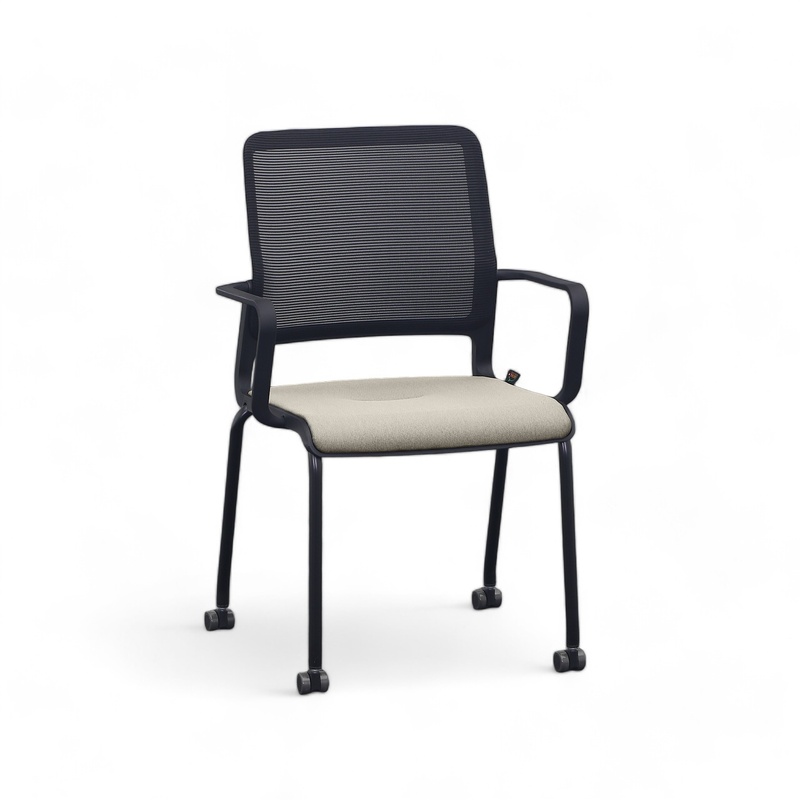 4-leg chairs Sitag SitagXilium Mesh, Beige, with fixed armrests, New - Perfect for office and reception