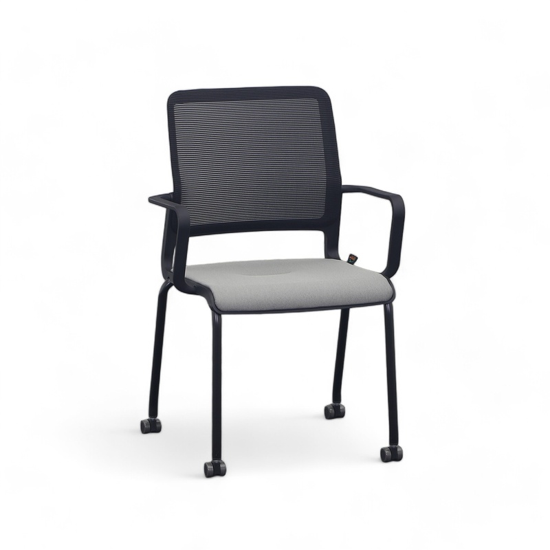 4-leg chairs Sitag SitagXilium Mesh, Gray, with fixed armrests, New - Perfect for office and reception