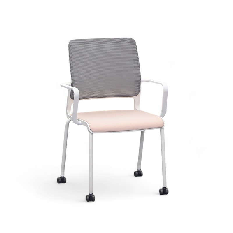 4-leg chairs Sitag SitagXilium Mesh, Pink, with fixed armrests, New - Perfect for office and reception