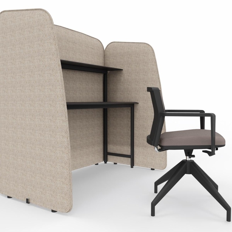 Image of Workstation / Work niche LAS 150x84 cm, Beige/Black, New, Office desk - for office or home office