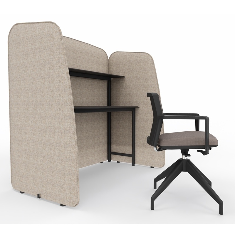 Image of Workstation / Work niche LAS 150x84 cm, Beige/Black, Very good, Office desk - for office or home office