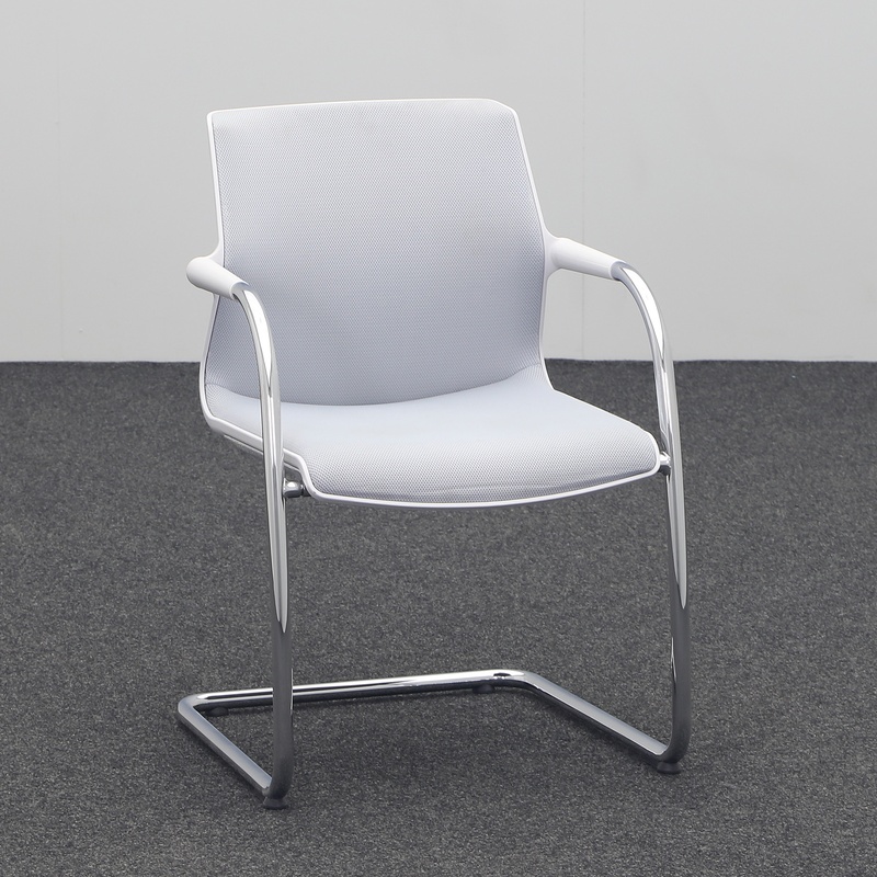 Cantilever Vitra Unix Chair, Light gray/Chrome-plated, with fixed armrests, Cantilever frame, Good - Perfect for visitors and guests