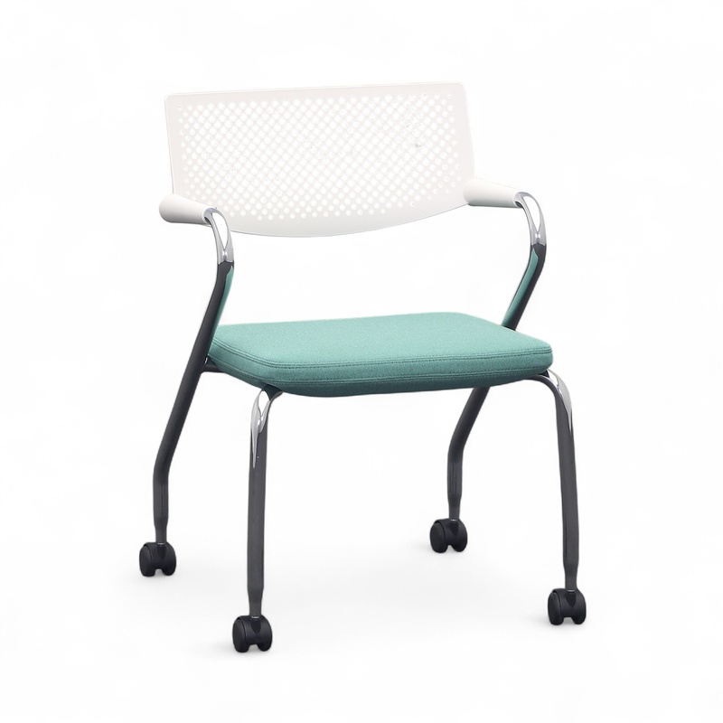Conference chair on castors Vitra Visaroll, Sea Green, with fixed armrests, Good - Perfect for office and reception
