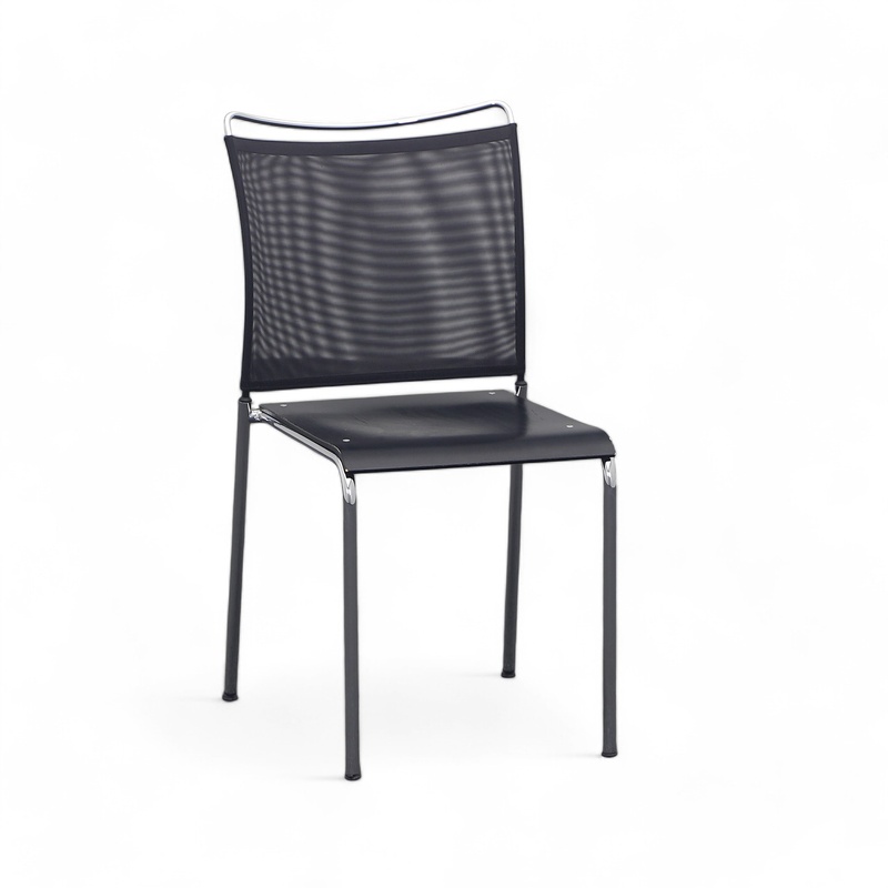 Bistro chair Satu Dietiker Switzerland, Black/Chrome-plated, without armrests, Normal used - Perfect for comfortable sitting