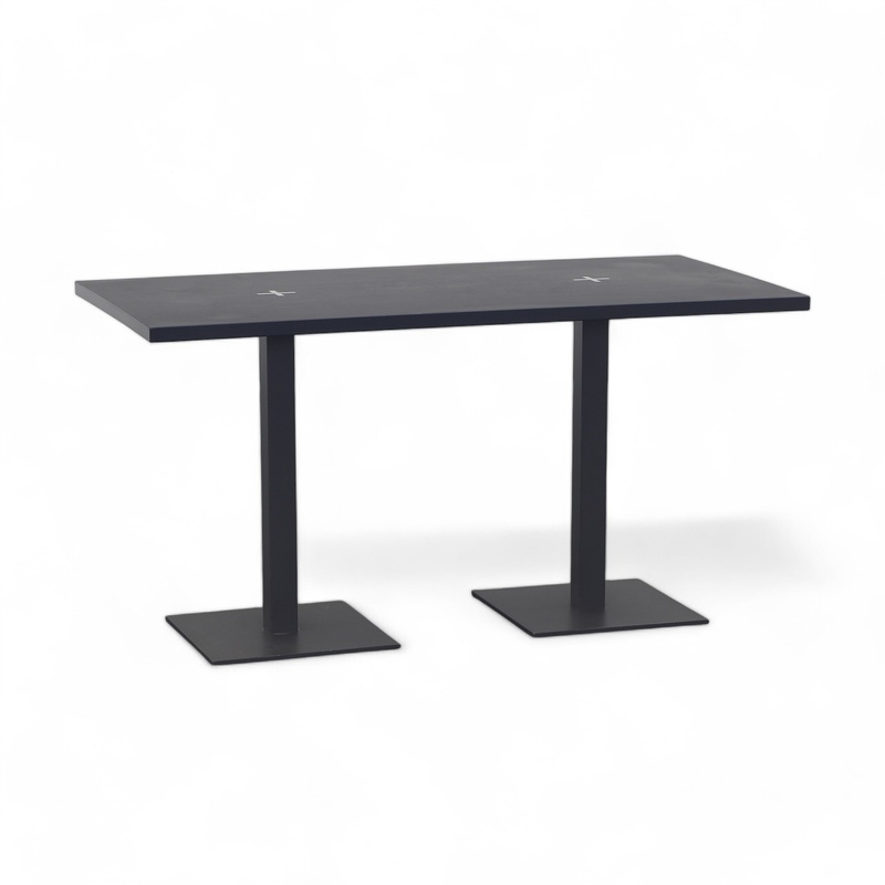 Bistro table linoleum black, Black/Anthracite, 140.0 x 74.0 x 70.0 cm, Square, Normal used Table - perfect for café and bistro