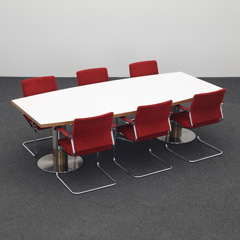 Conference table with Wilkhahn chairs, Light gray/Chrome-plated, 250x115 cm, Boat-shaped, Normal used, Table - High quality & durable