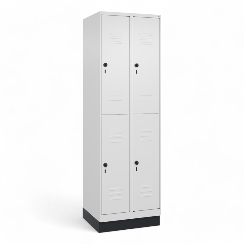 C+P Classic PLUS wardrobe locker, White, 4 doors, with key, 60.0 x 195.0 x 50.0 cm, New Robust - ideal for offices and reception areas