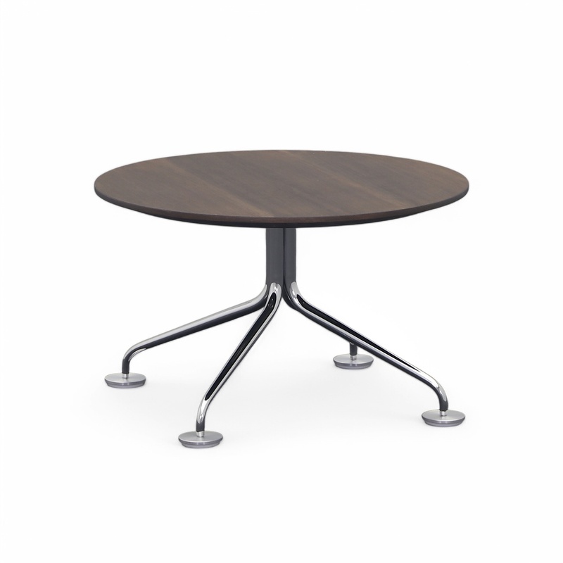 Accademia coffee table, Dark walnut/Chrome-plated, 70.0 x 43.0 x 70.0 cm, Round, Normal used - Perfect for sofa and lounge