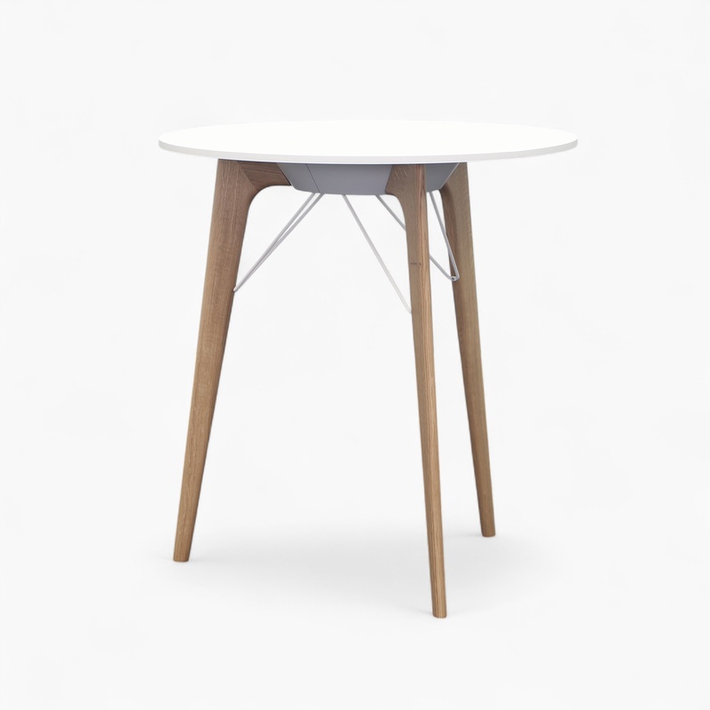 Bene Timba Table High meeting table, White/Oak, 100x100 cm, Round, Normal used, Table - For professional meetings
