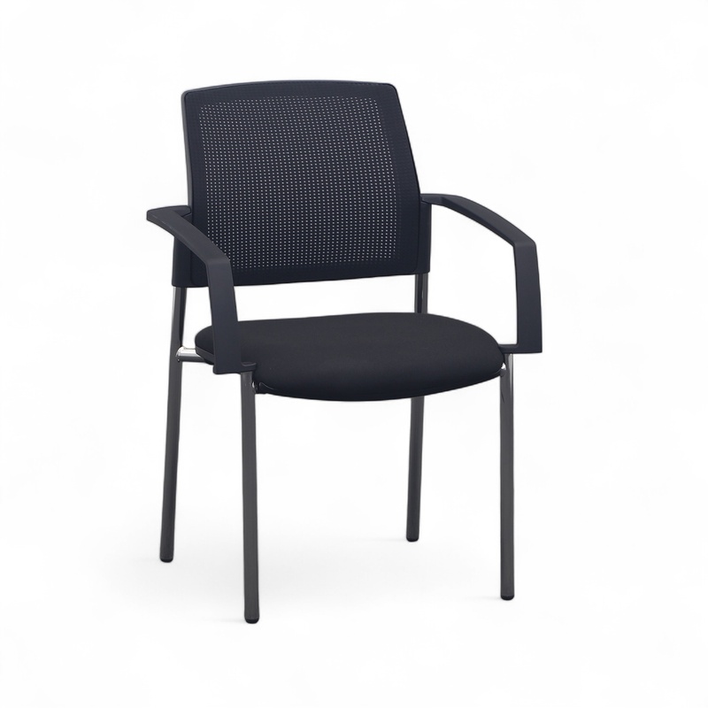 Conference chair Chairzone Self One Visit 10, Black/Chrome-plated, with fixed armrests, Good - Perfect for office and reception