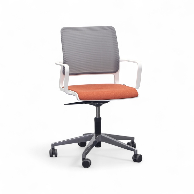 Conference chair Sitag SitagXilium Mesh, Orange/Chrome-plated/Chrome-plated, Fixed armrests, 60.0 x 80.0 - 100.0 x 54.0 cm, Normal used - Ergonomic & height-adjustable
