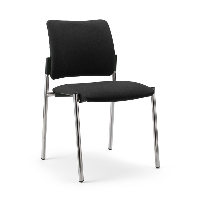 4-leg chair Milani Maia, Black/Chrome-plated, without armrests, New - Perfect for office and reception