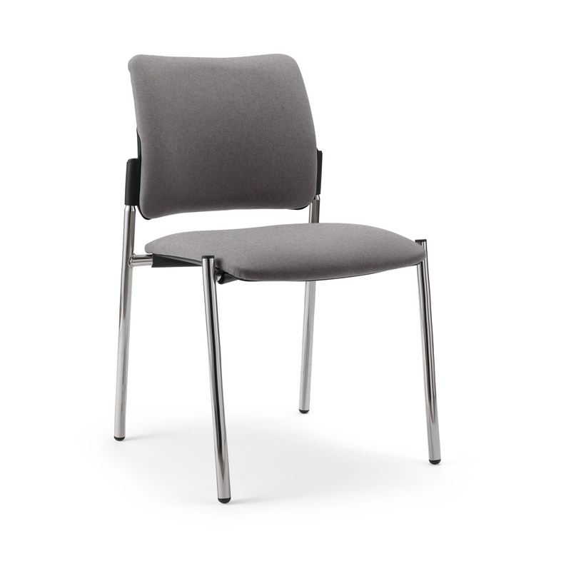 4-leg chair Milani Maia Gray/Chrome-plated without armrests, New - Perfect for office and reception