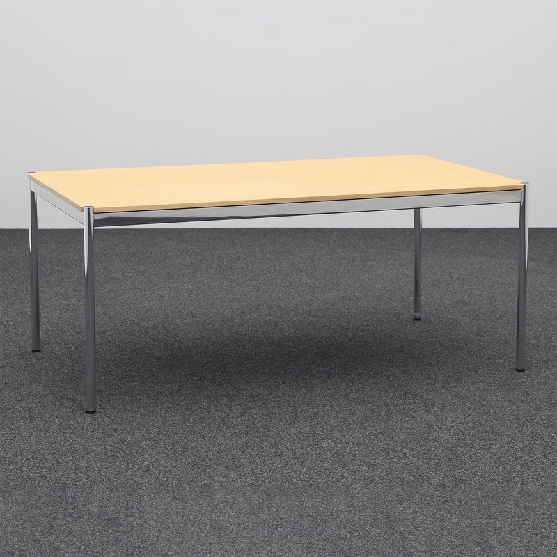 Conference tables USM Haller,  Beech/Chrome-plated, 175.0 x 74.0 x 100.0 cm, Rectangular, Good, Table - Swissmade & Design