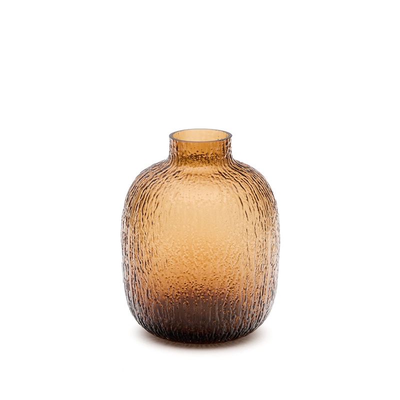 Kave Home Shali vase in brown glass 23 cm Clear, New