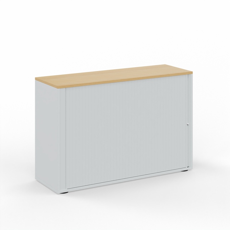 Armoire à rideaux Tradingzone GO Swiss, Gris blanc/Chêne, avec clé, 2 Dossier haut, 120.0 x 80.0 x 40.0 cm, Nouveau - Utilisation optimale de l