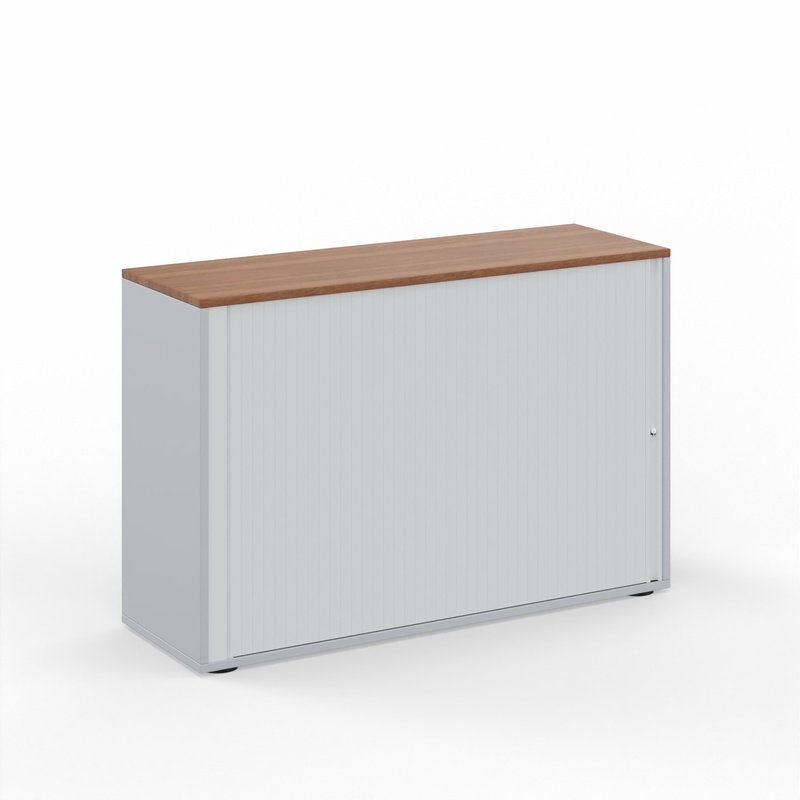 Armoire à rideaux Tradingzone GO Swiss, Gris argenté/Noyer, avec clé, 2 Dossier haut, 120.0 x 80.0 x 40.0 cm, Nouveau - Utilisation optimale de l