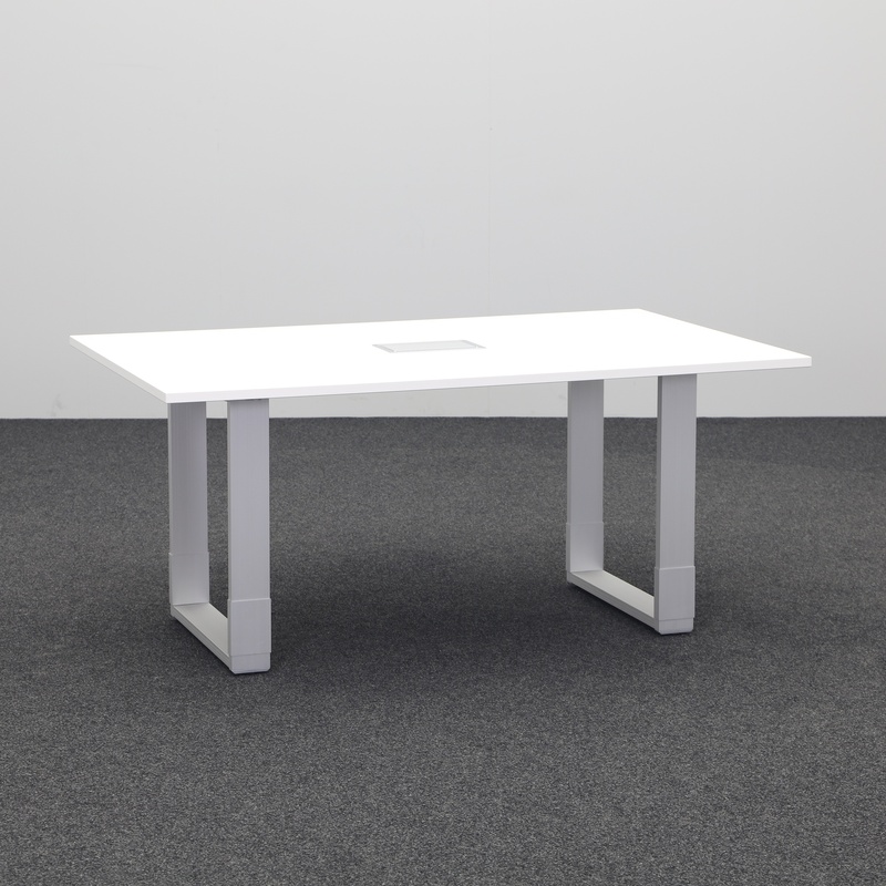 Table de conférence Klain, Blanc/Gris argenté, 160x100 cm, Rectangulaire, Bon, Table - Haute qualité & longue durée de vie